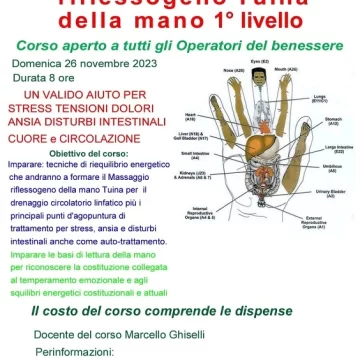 Corso di Massaggio Riflessogeno Tuina della Mano 1° Livello